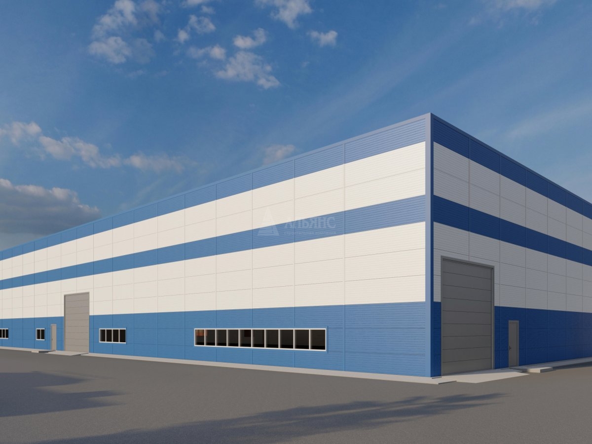 3D визуализация Производственный цех из сэндвич панелей - фото 1