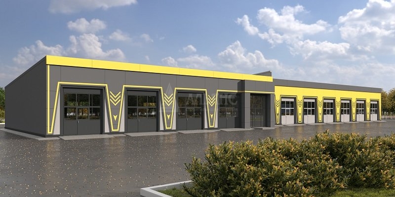 3D визуализация Здание СТО из сэндвич-панелей - фото 1