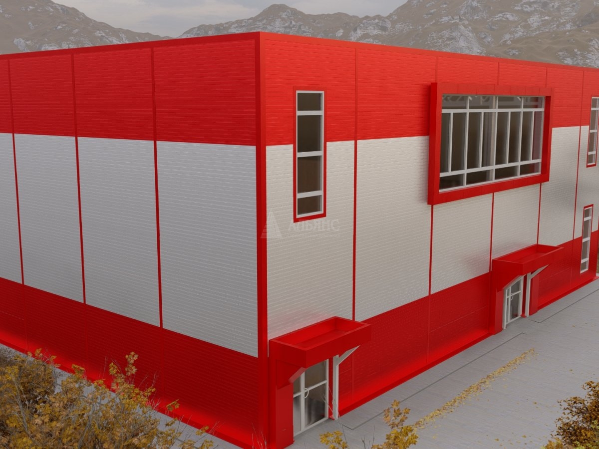 3D визуализация Проект двухэтажного магазина из сэндвич-панелей - фото 4