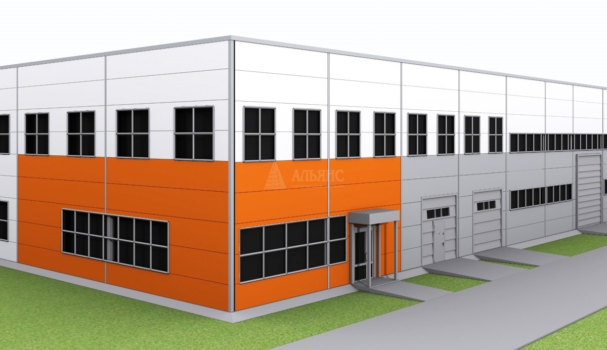 3D визуализация Проект СТО с АБК из сэндвич-панелей - фото 1