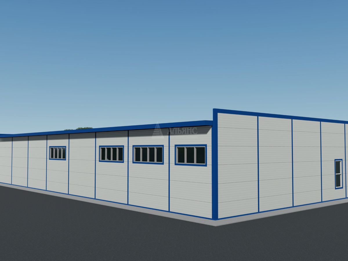 3D визуализация Производственное здание из сэндвич-панелей - фото 9