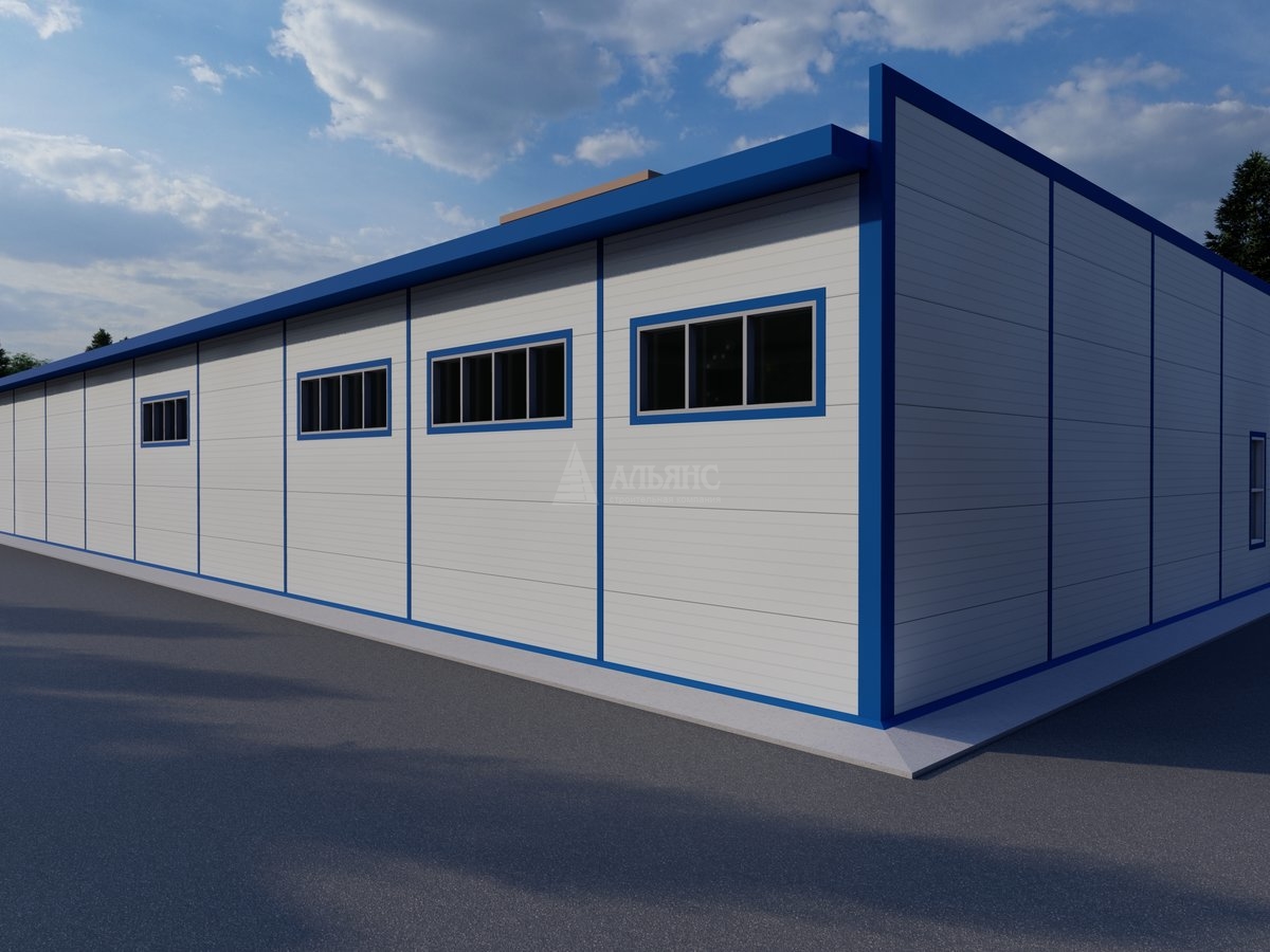 3D визуализация Производственное здание из сэндвич-панелей - фото 4