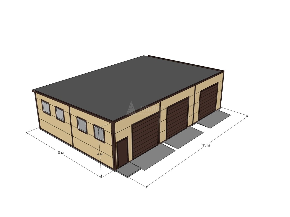 3D визуализация Гараж из сэндвич-панелей - фото 11