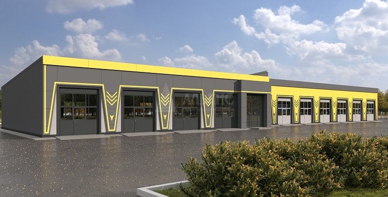 3D визуализация Здание СТО из сэндвич-панелей - фото 1