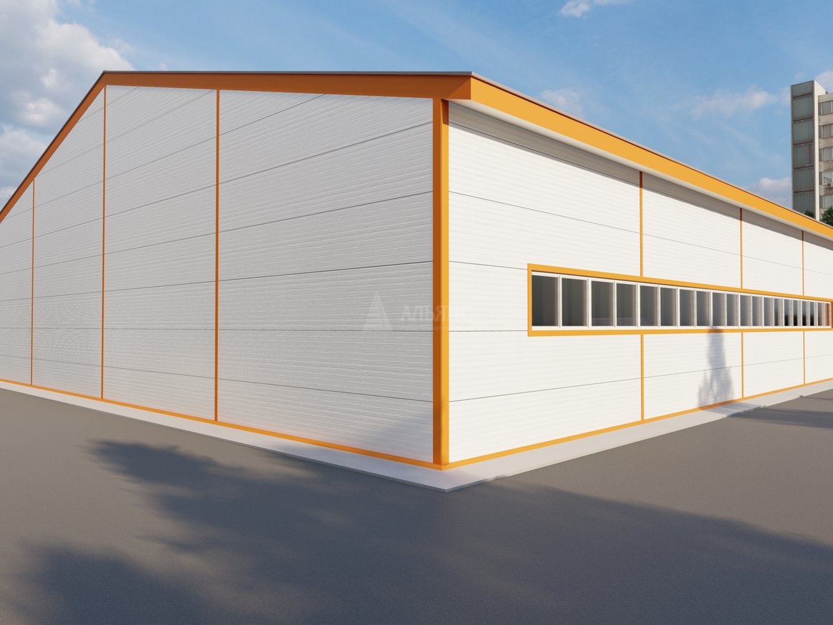 3D визуализация Ангар-склад с навесом из сэндвич-панелей - фото 4