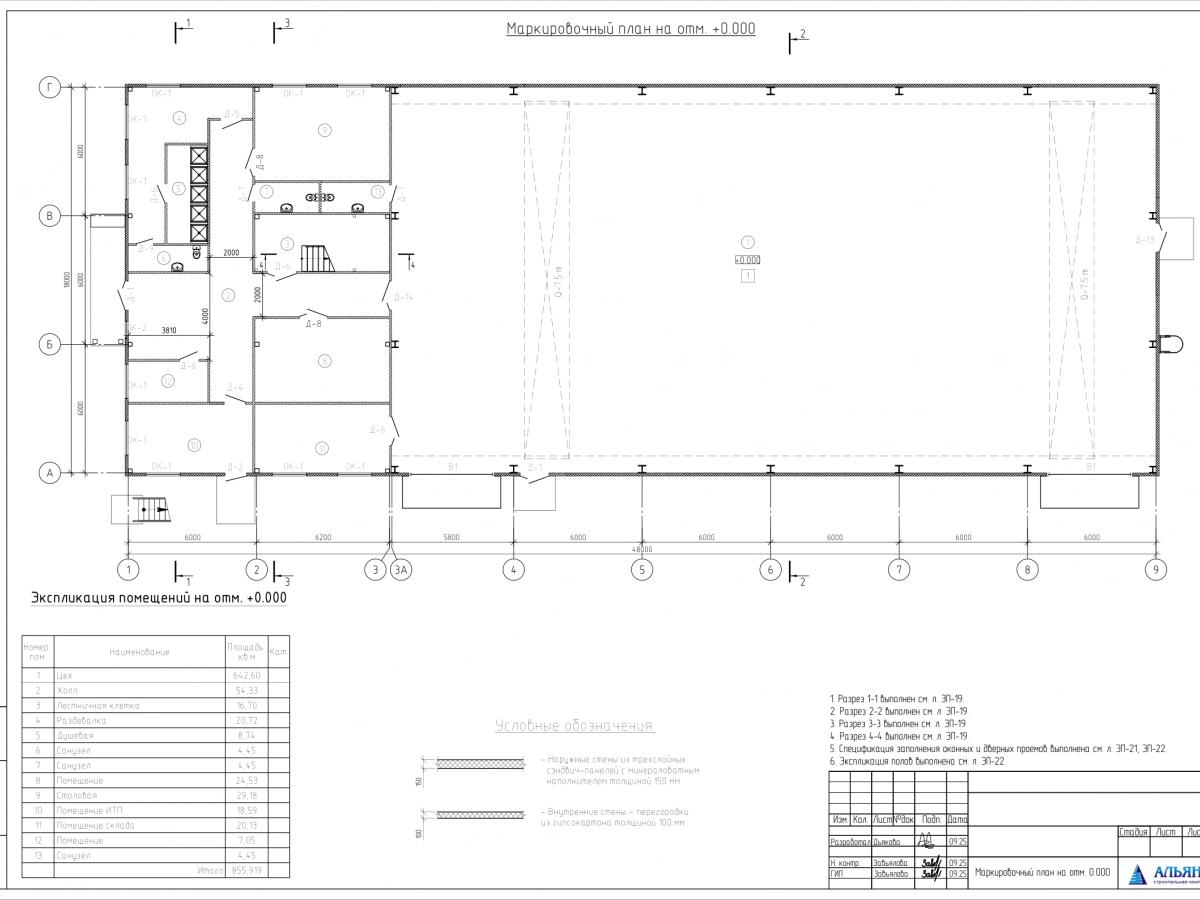 Планировка Производственное здание из сэндвич-панелей  -  фото 5