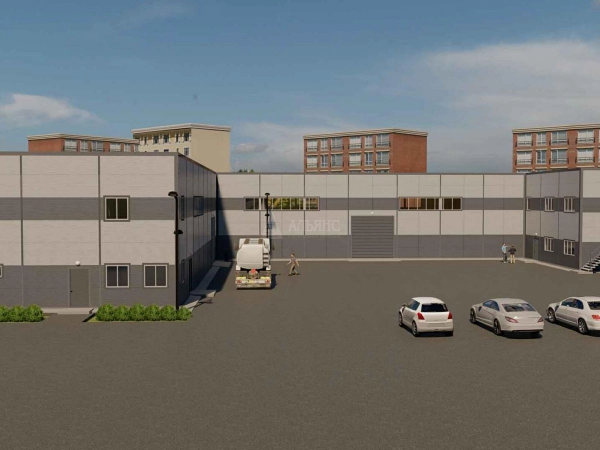 3D визуализация Производственное здание с АБК из сэндвич-панелей - фото 3