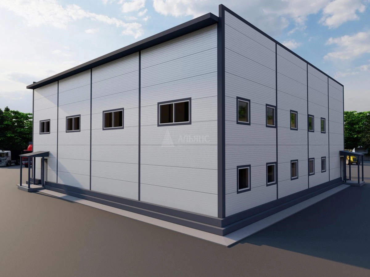 3D визуализация СТО с АБК из сэндвич-панелей - фото 2
