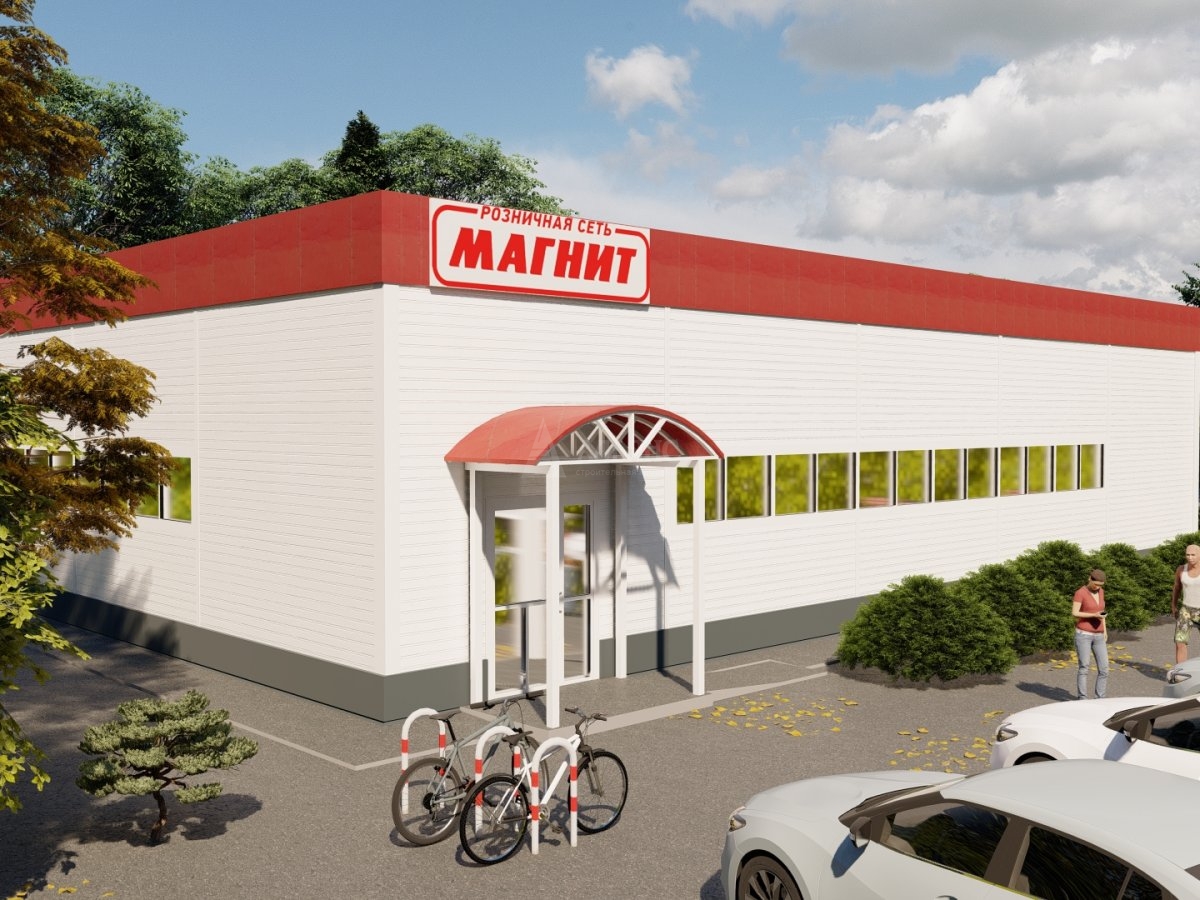 3D визуализация Магазин "Магнит" из сэндвич-панелей - фото 1