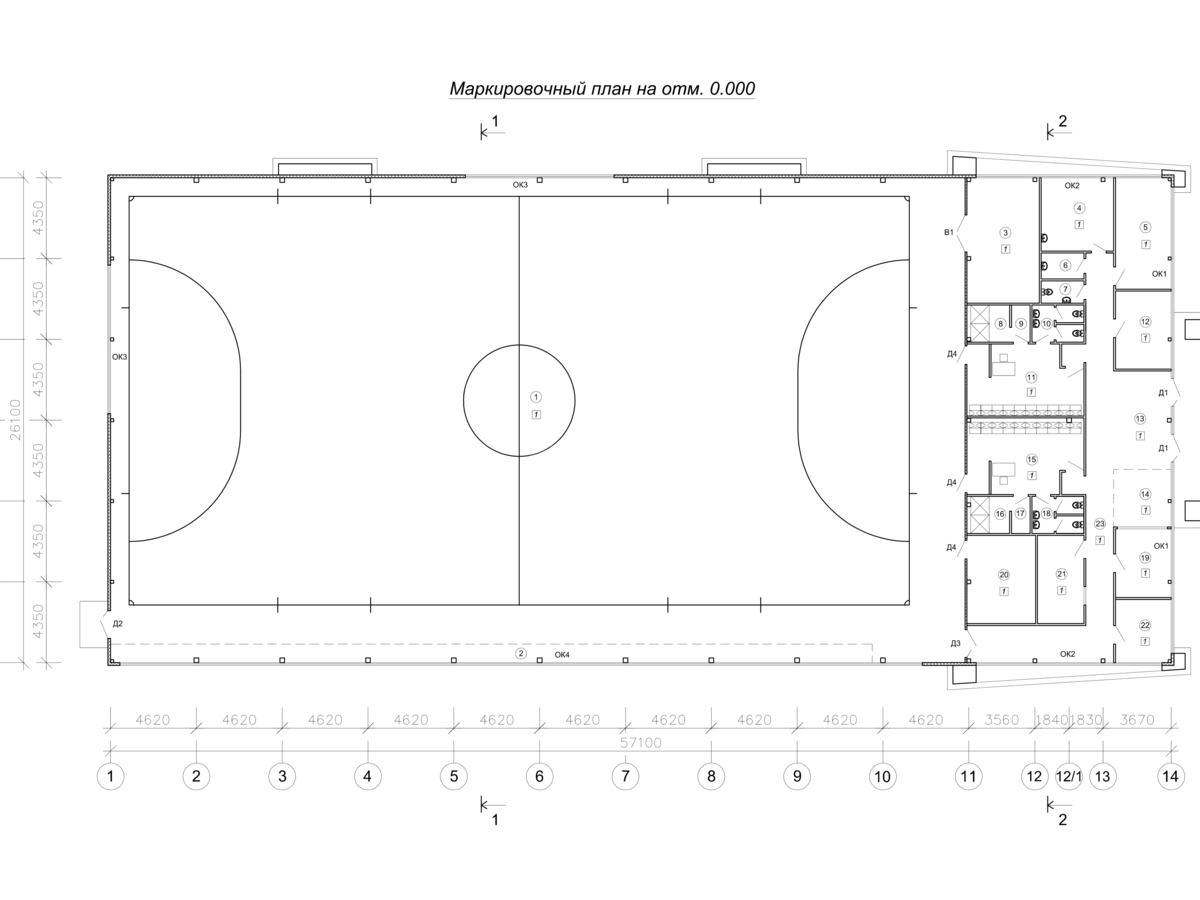 Планировка Здание спортивного назначения из сэндвич-панелей -  фото 1